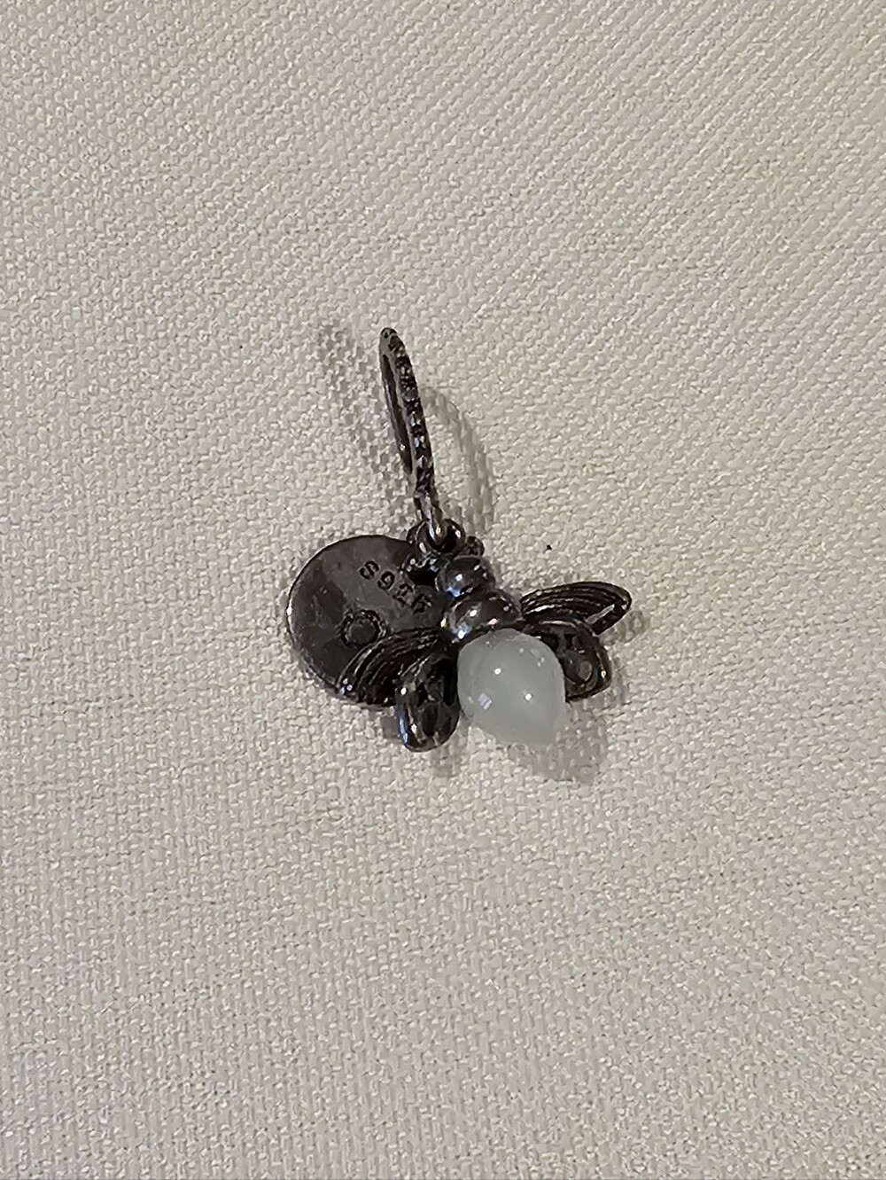Silver Bee Pandora Pendant Charm with White Stone